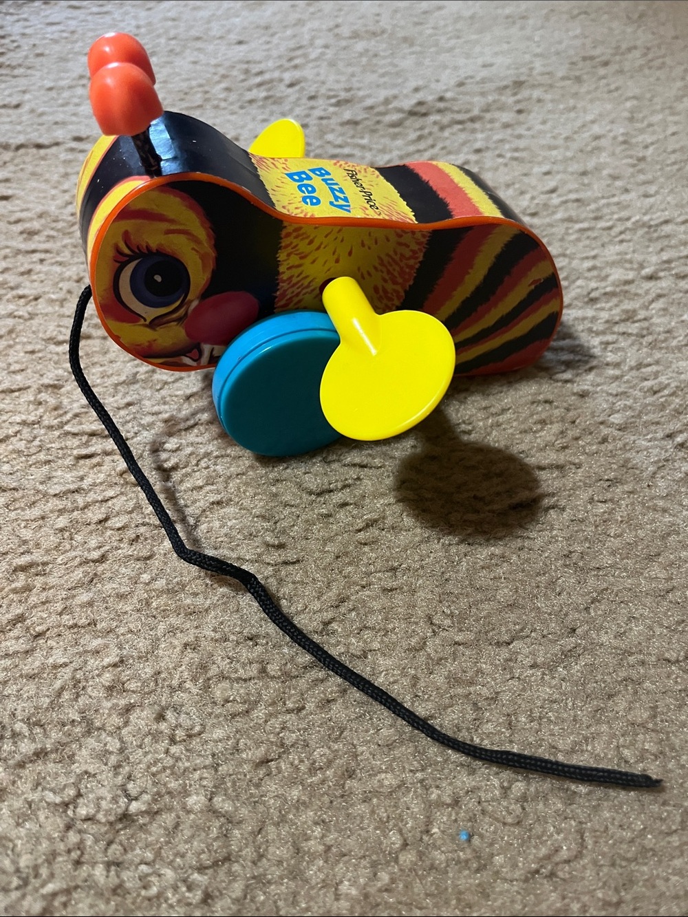 Fisher-Price Striped Bee Pull Toy - Yellow, Black, Blue, Orange